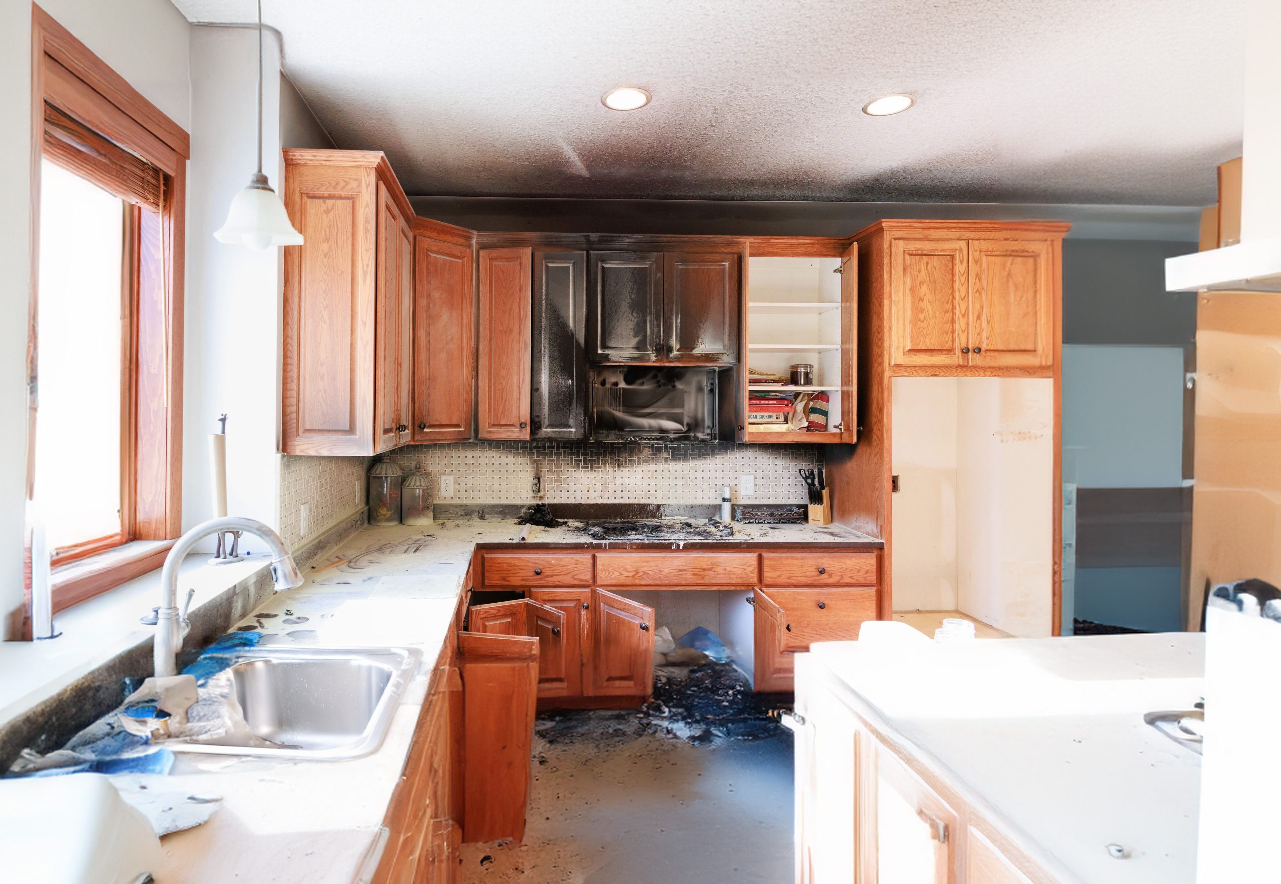 fire damaged kitchen